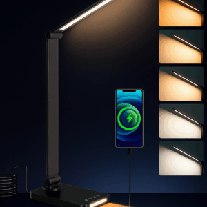 LED Desk Lamp with USB Ports,Touch Desk Lamps for Home Office with 5 Color Modes