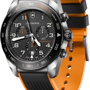 Victorinox Swiss Army Chronograph Black Dial Black and Orange Rubber Strap Watch 42mm